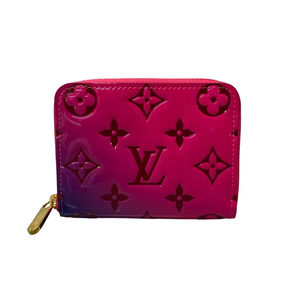 Louis Vuitton Fuchsia Monogram Vernis Coin Case M64159 Pink Navy Red